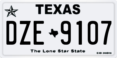 TX license plate DZE9107