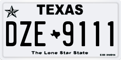 TX license plate DZE9111