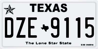 TX license plate DZE9115