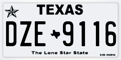 TX license plate DZE9116