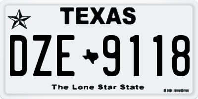 TX license plate DZE9118