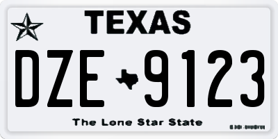 TX license plate DZE9123