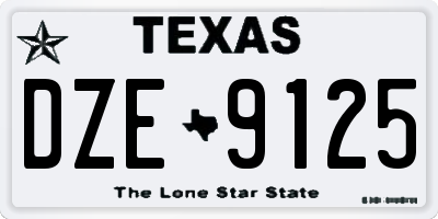 TX license plate DZE9125