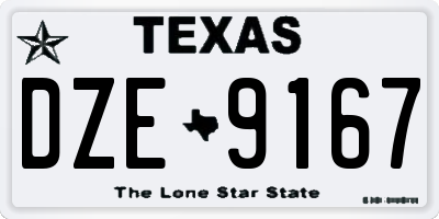 TX license plate DZE9167