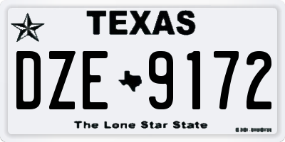 TX license plate DZE9172