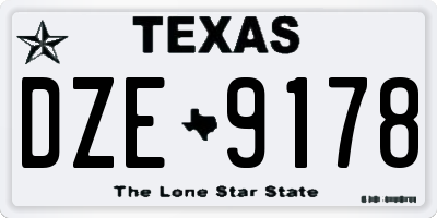 TX license plate DZE9178