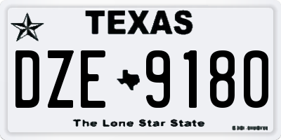 TX license plate DZE9180