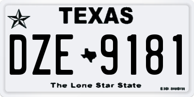 TX license plate DZE9181