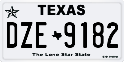 TX license plate DZE9182