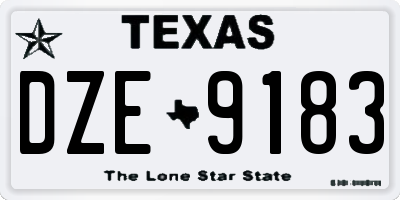 TX license plate DZE9183