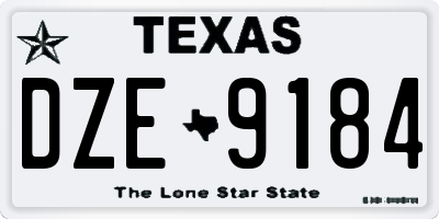 TX license plate DZE9184