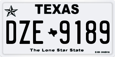 TX license plate DZE9189
