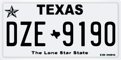 TX license plate DZE9190