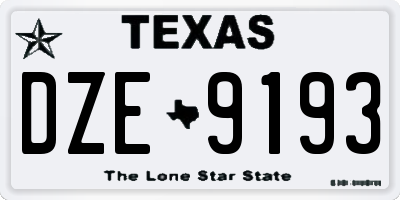 TX license plate DZE9193