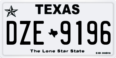 TX license plate DZE9196