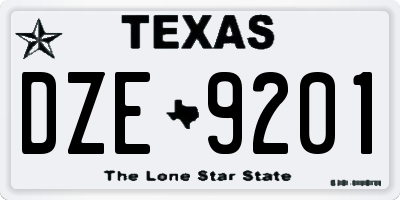 TX license plate DZE9201