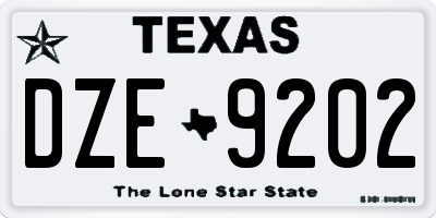 TX license plate DZE9202