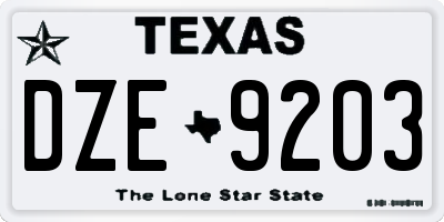 TX license plate DZE9203