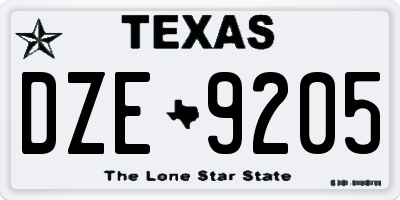 TX license plate DZE9205