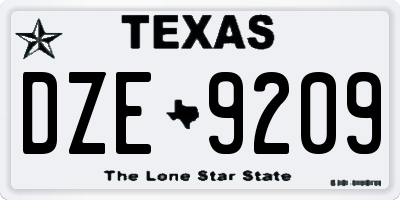 TX license plate DZE9209