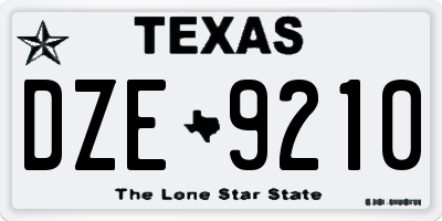 TX license plate DZE9210
