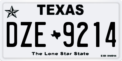 TX license plate DZE9214