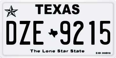 TX license plate DZE9215