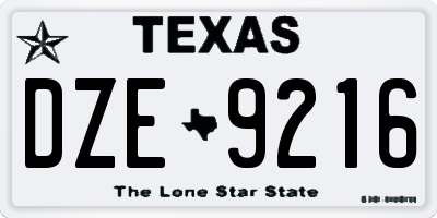 TX license plate DZE9216