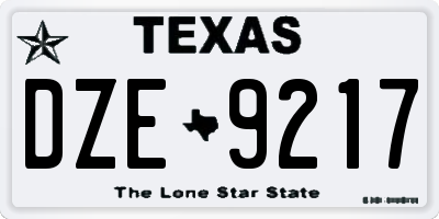 TX license plate DZE9217