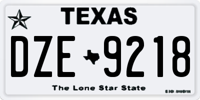 TX license plate DZE9218