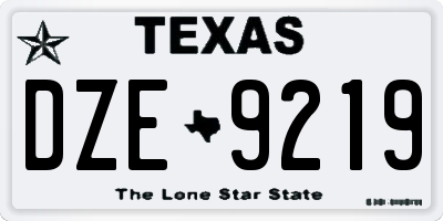 TX license plate DZE9219