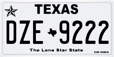 TX license plate DZE9222