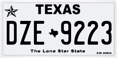 TX license plate DZE9223