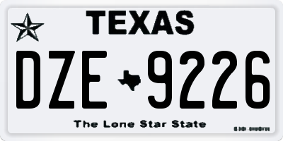 TX license plate DZE9226
