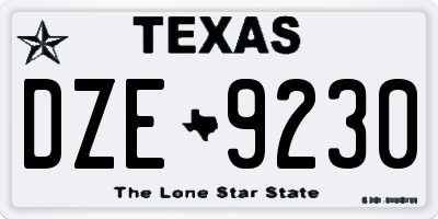 TX license plate DZE9230