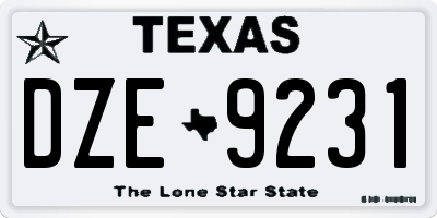 TX license plate DZE9231