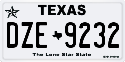 TX license plate DZE9232