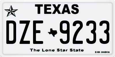 TX license plate DZE9233