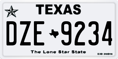 TX license plate DZE9234