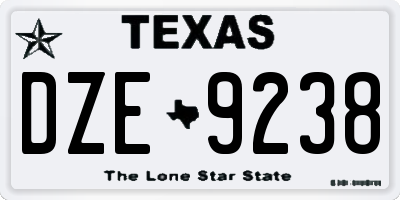 TX license plate DZE9238