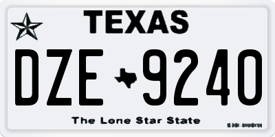 TX license plate DZE9240