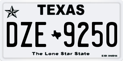 TX license plate DZE9250