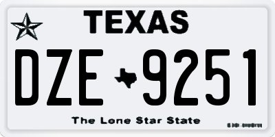 TX license plate DZE9251