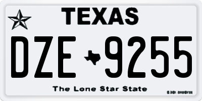 TX license plate DZE9255
