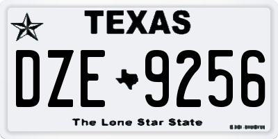 TX license plate DZE9256