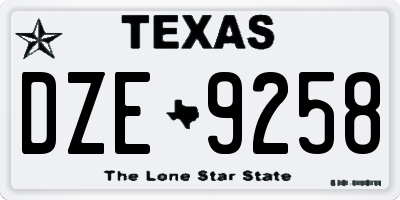 TX license plate DZE9258