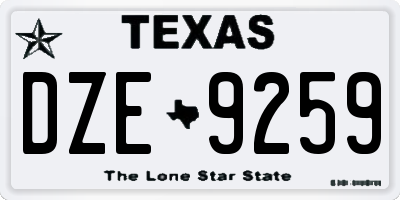 TX license plate DZE9259