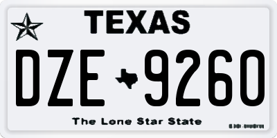 TX license plate DZE9260
