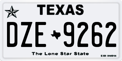 TX license plate DZE9262