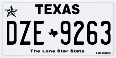 TX license plate DZE9263